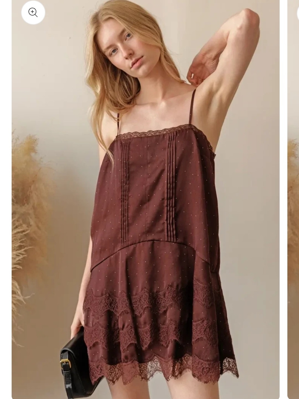 Storia Chocolate Brown Lace-Trim  Dress